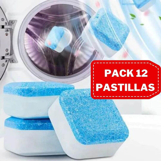 Pack 12 Pastillas Limpiadoras de Lavadora: Descalcificador y Eliminador de Olores