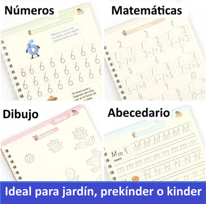 ✍️ Set de 4 Cuadernos Mágicos Reutilizables | Aprender a escribir nunca fue tan divertido