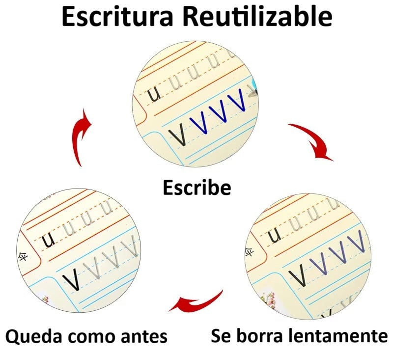 ✍️ Set de 4 Cuadernos Mágicos Reutilizables | Aprender a escribir nunca fue tan divertido